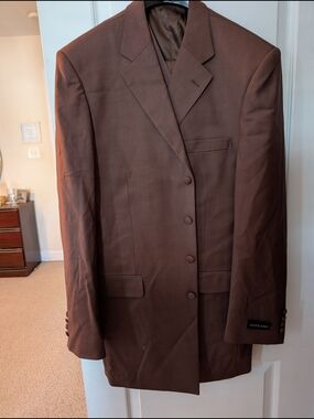 Soprano Brown Men's Single-Breasted Suit Jacket